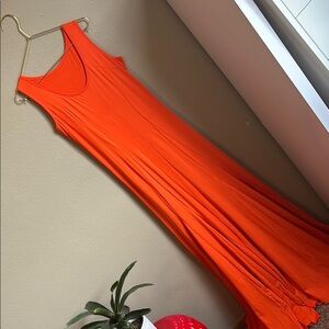 Elegant Orange Sleeveless Dress